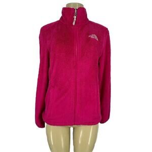 The North Face Small Women Long Sleeve Pink Sherpa Zip Up Jacket Outdoor 16-6